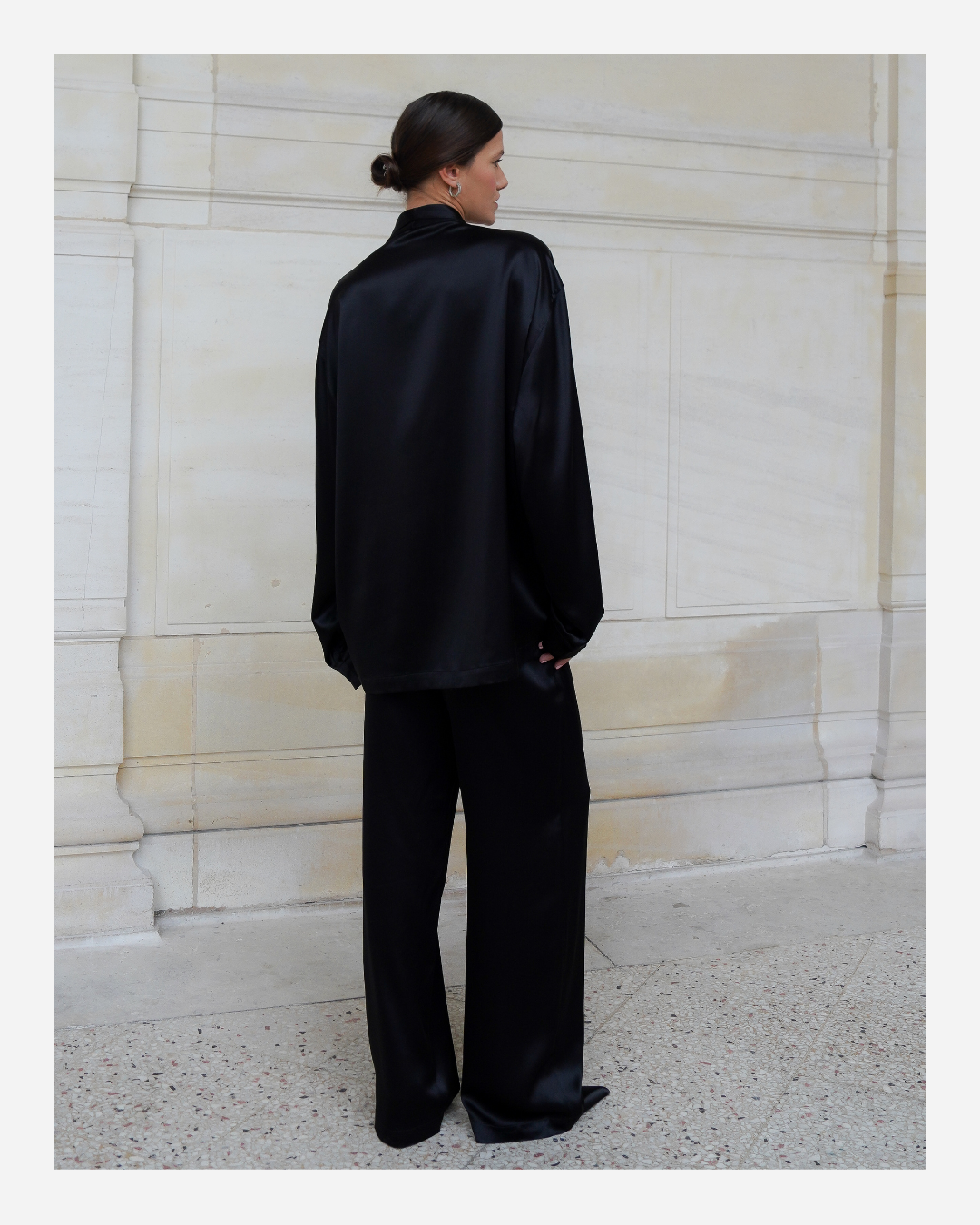 YORK TROUSERS IN PURE BLACK SATIN