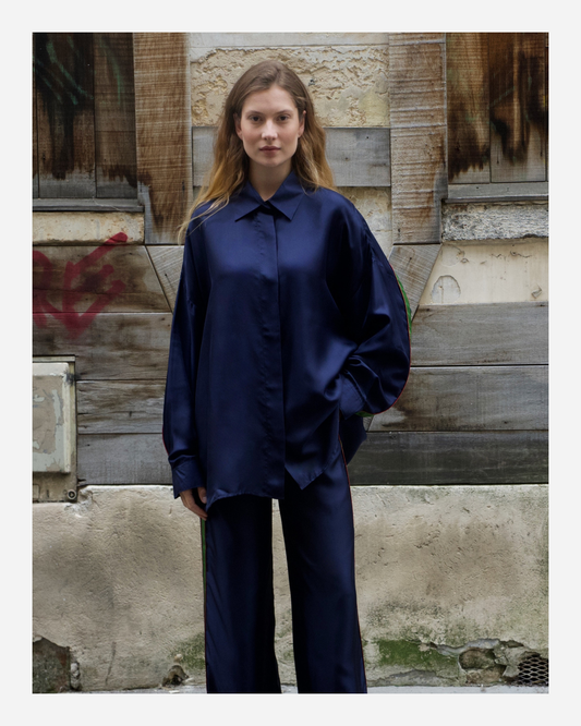 LILLY SHIRT IN INDIGO BLUE/GREEN