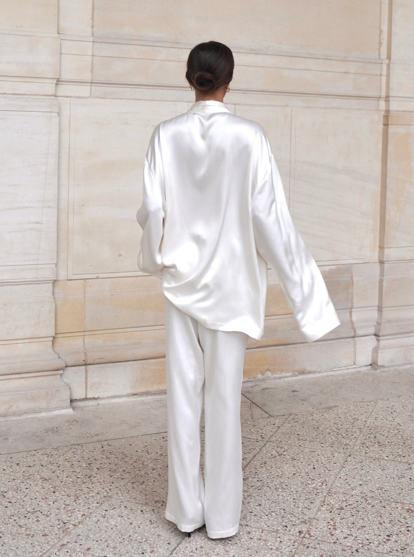 ASTOR JACKET IN PURE IVORY SATIN