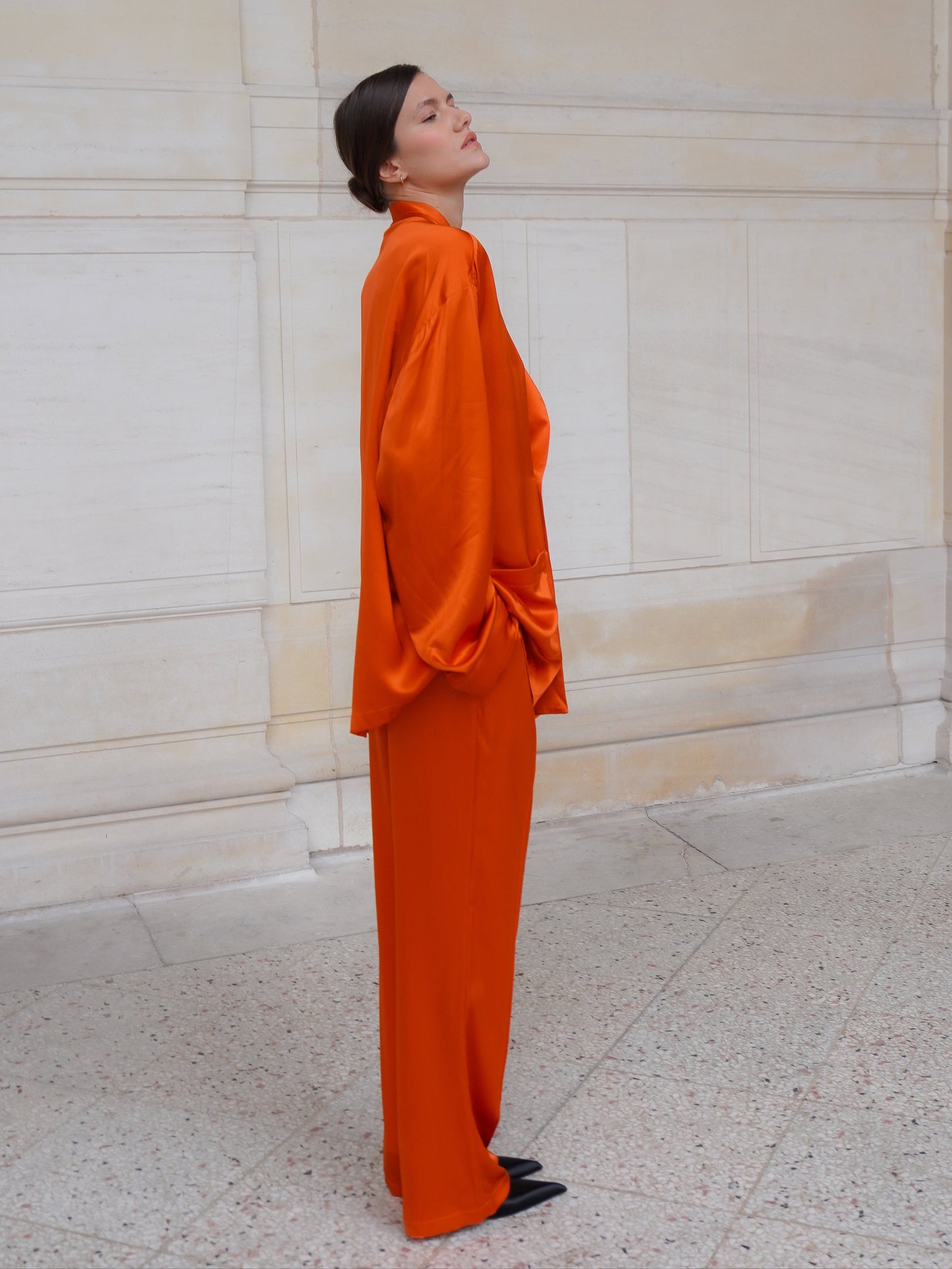 ASTOR JACKET IN PURE ORANGE SATIN