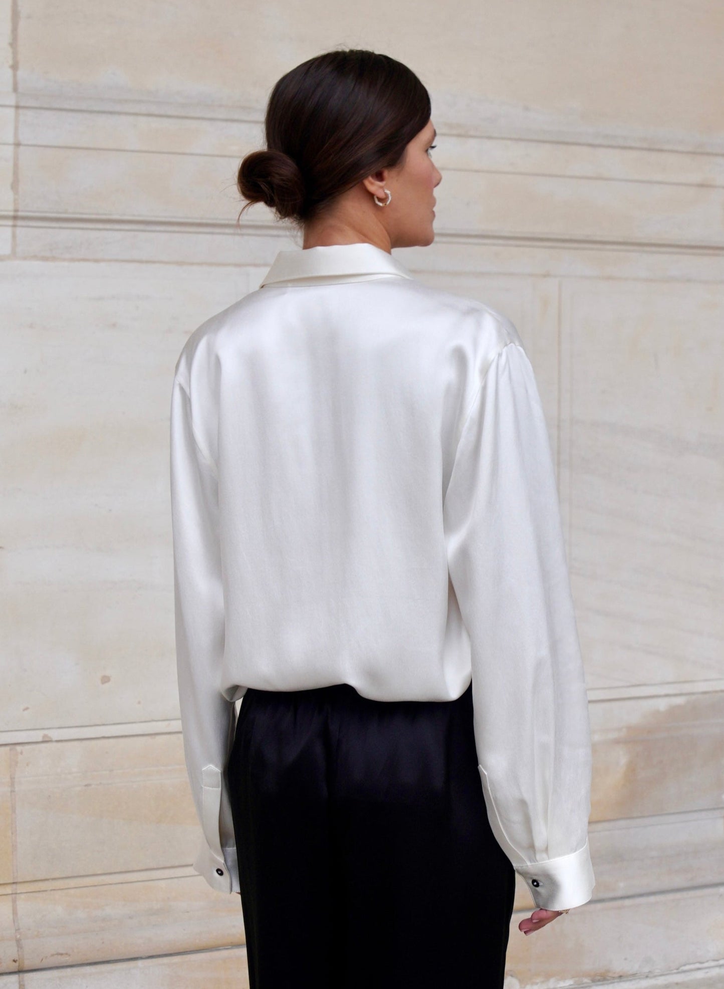 SAVOY SHIRT IN PURE IVORY SATIN