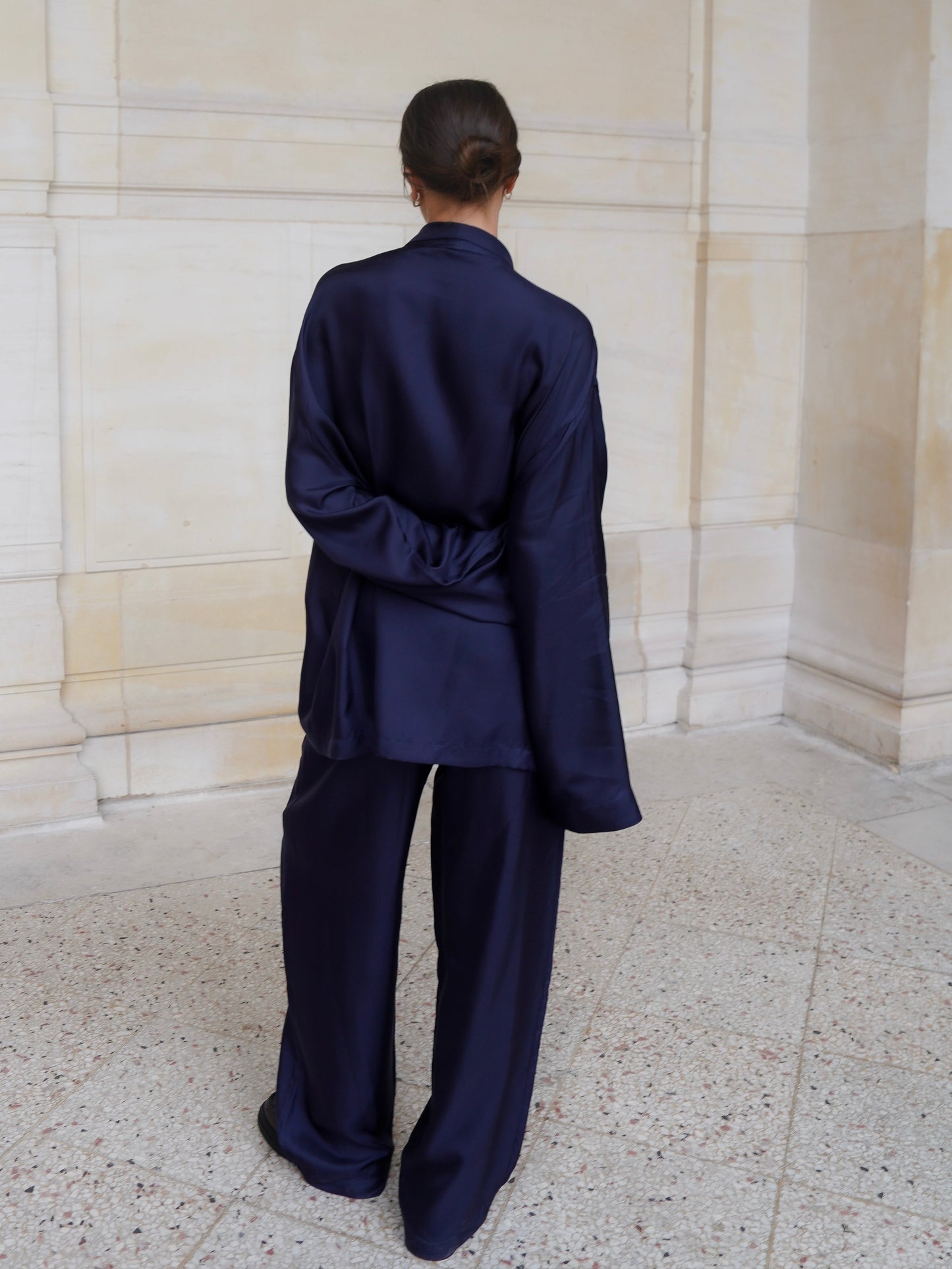 ASTOR JACKET IN OXFORD BLUE SILK TWILL