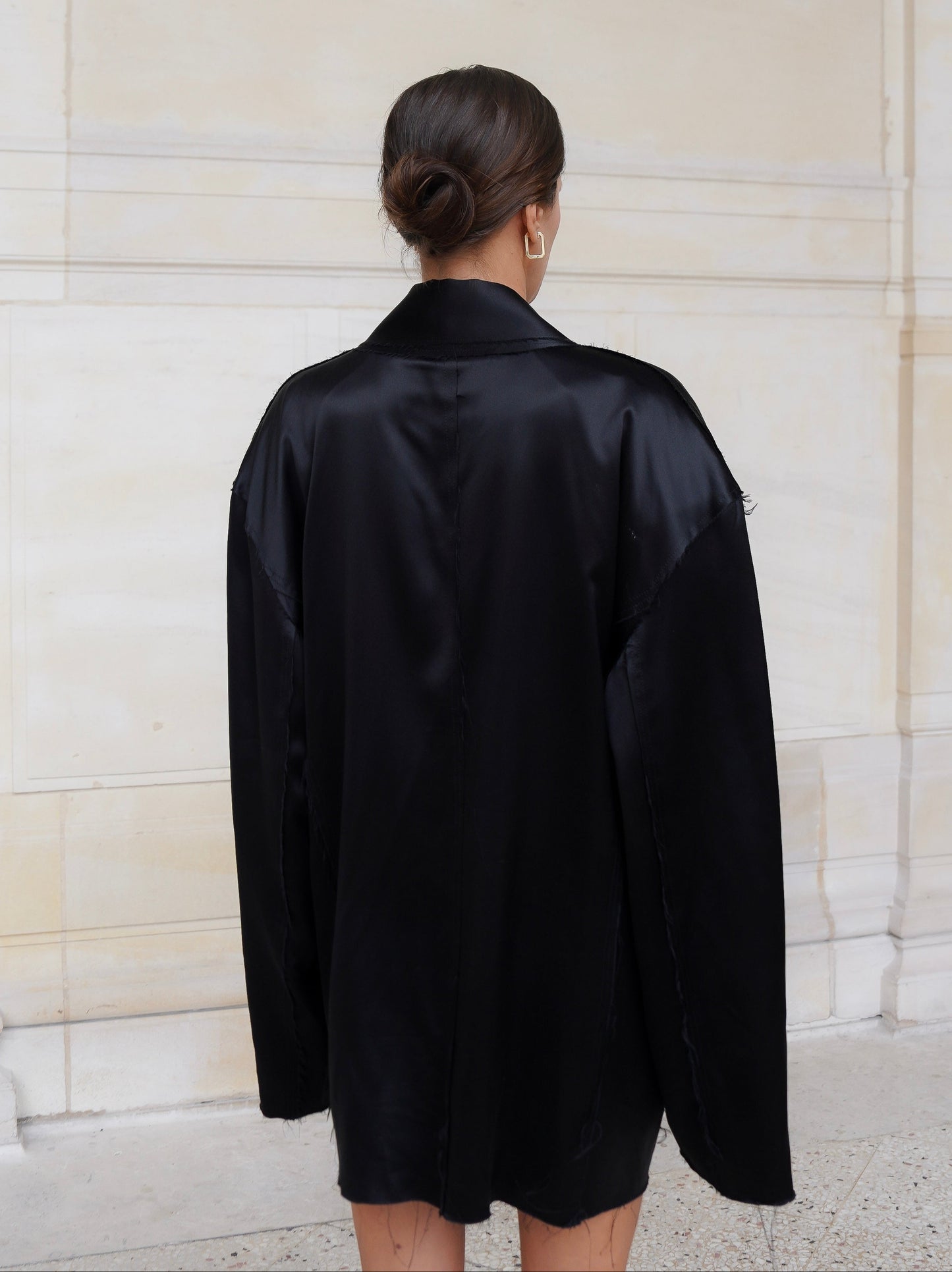 TALBOT JACKET IN PURE BLACK SATIN