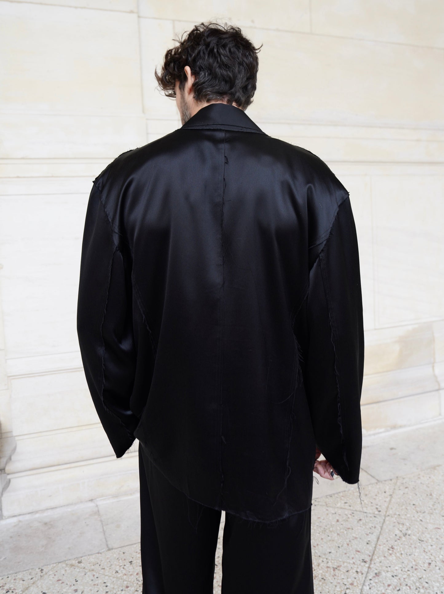 TALBOT JACKET IN PURE BLACK SATIN
