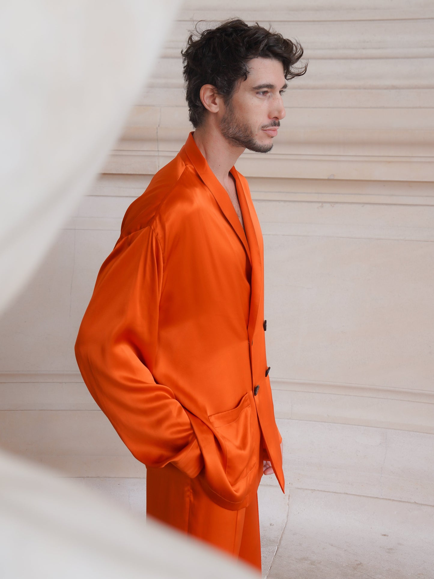 ASTOR JACKET IN PURE ORANGE SATIN