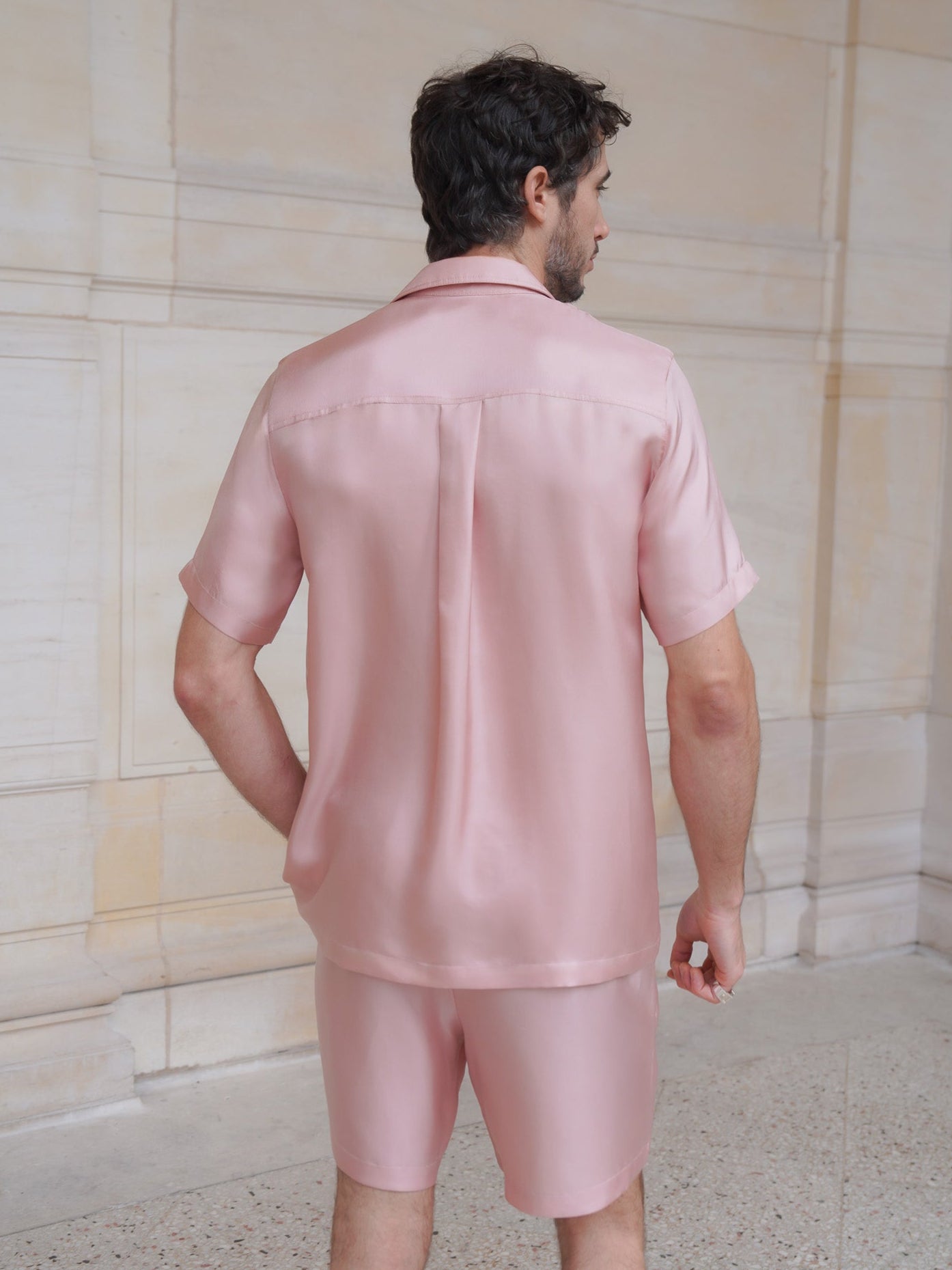 HOGG BERMUDA IN ROSE SILK TWILL