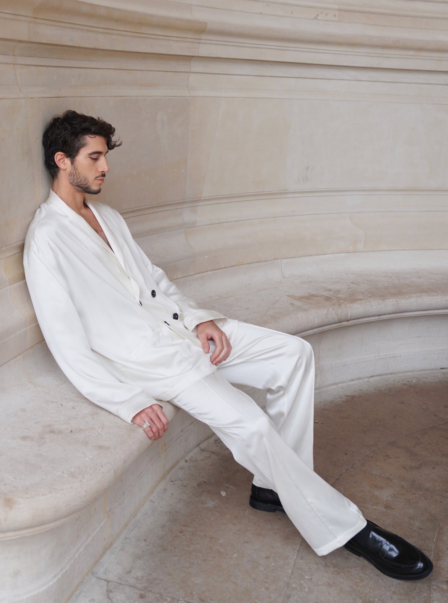 ASTOR JACKET IN PURE IVORY SATIN