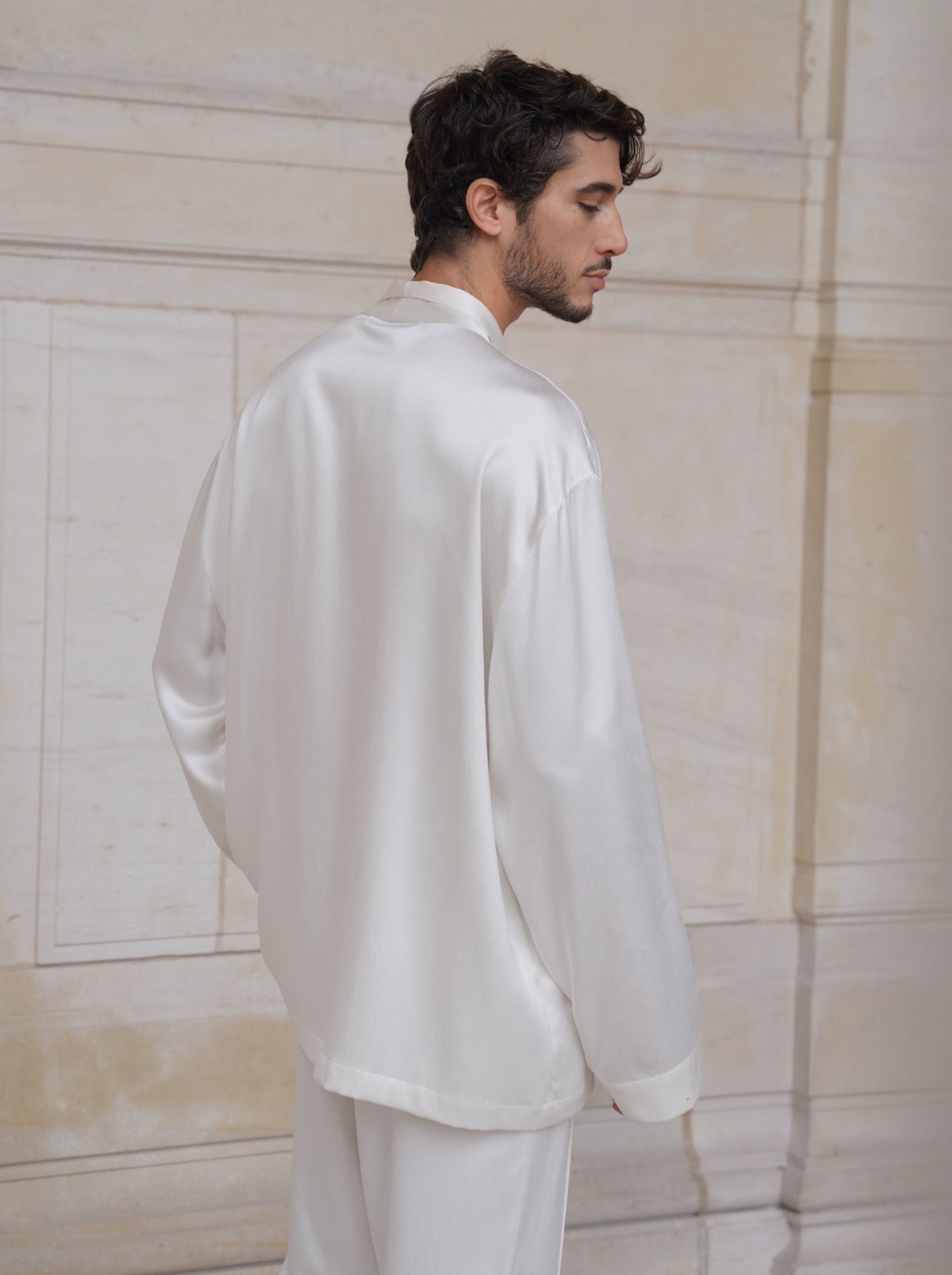 ASTOR JACKET IN PURE IVORY SATIN