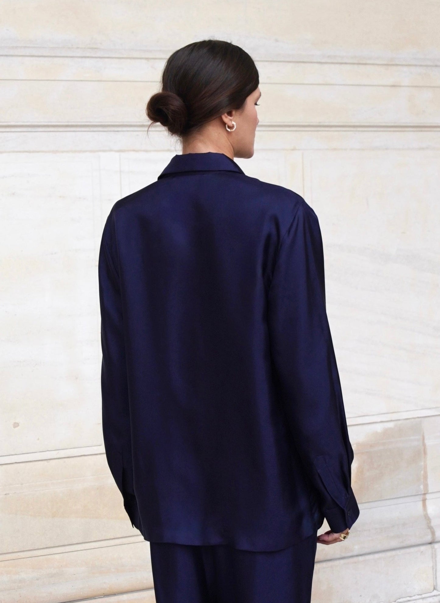 SAVOY SHIRT IN OXFORD BLUE SILK TWILL