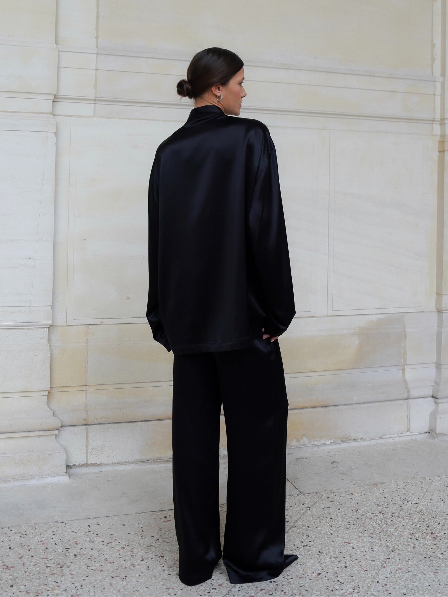ASTOR JACKET IN PURE BLACK SATIN