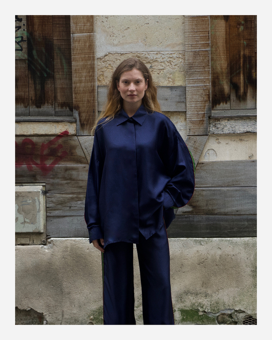 LILLY SHIRT IN INDIGO BLUE/GREEN