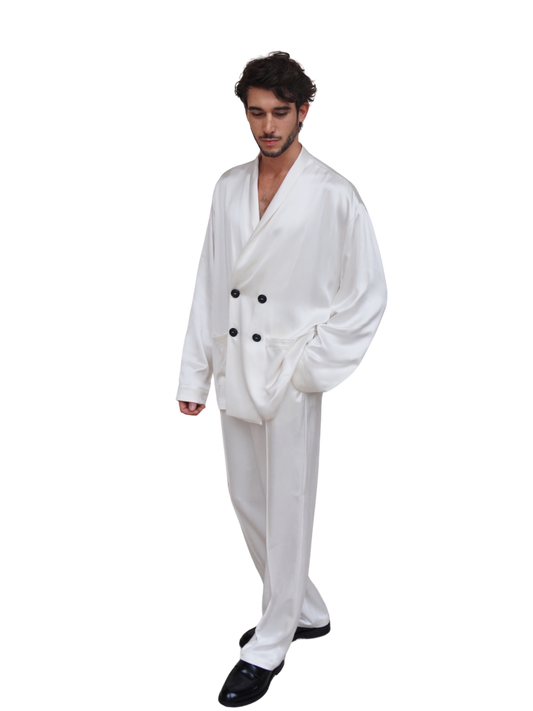 EDEN TROUSERS IN PURE IVORY SATIN