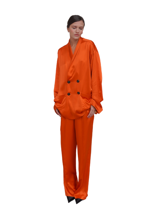 EDEN TROUSERS IN PURE ORANGE SATIN
