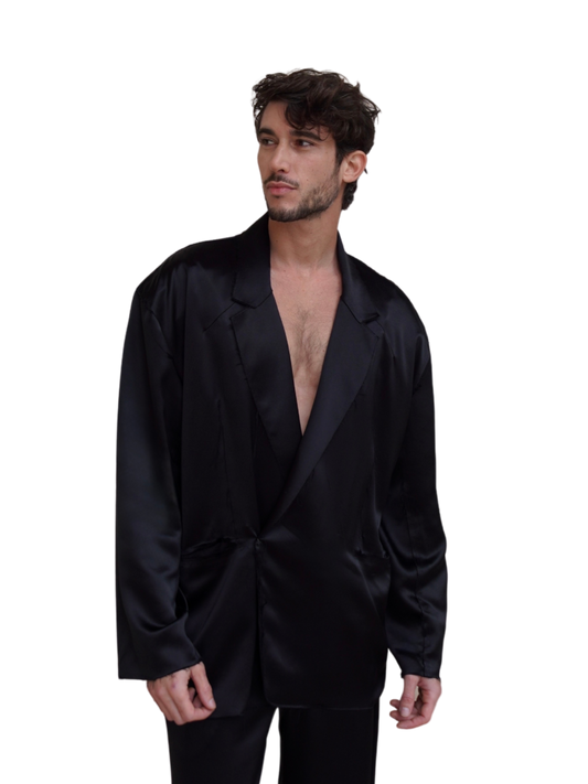 TALBOT JACKET IN BLACK SATIN