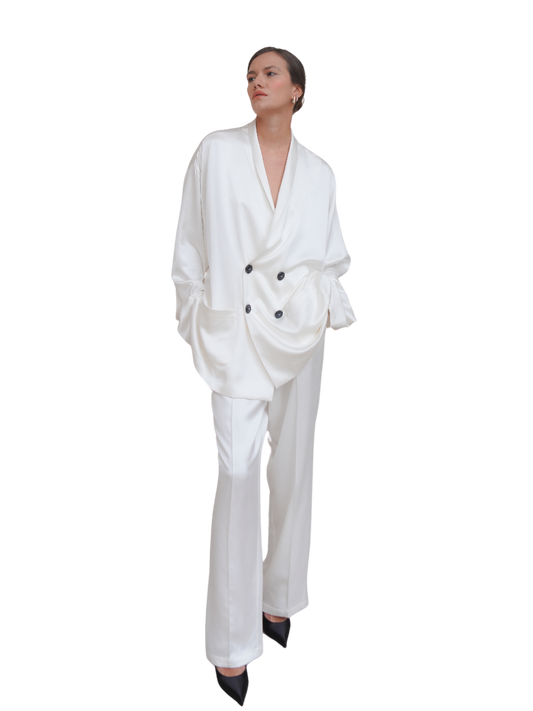 EDEN TROUSERS IN PURE IVORY SATIN