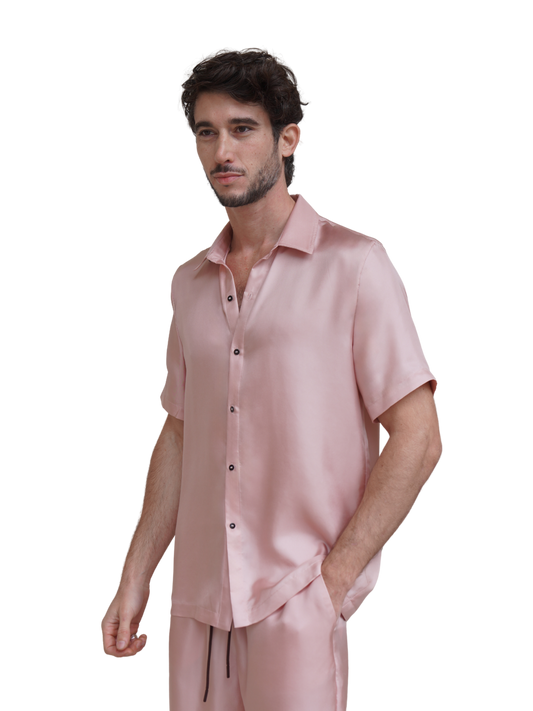 JAMES SHIRT IN ROSE SILK TWILL