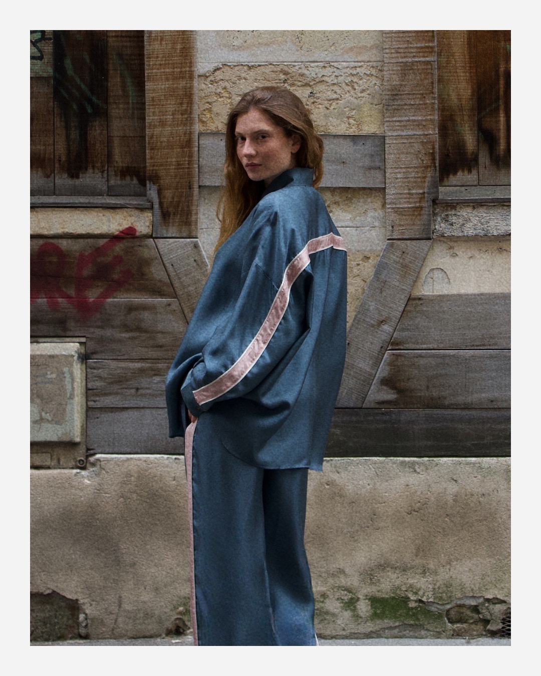 LILLY SHIRT IN TEAL BLUE/ROSE