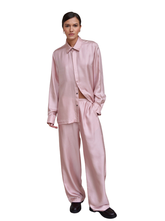 YORK TROUSER IN ROSE SILK TWILL