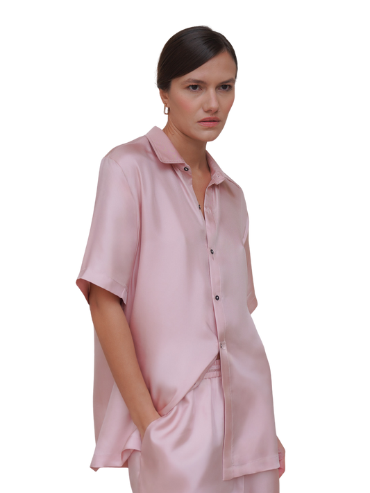 JAMES SHIRT IN ROSE SILK TWILL