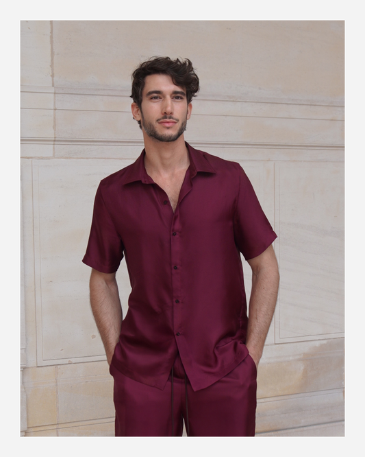 JAMES SHIRT IN MERLOT