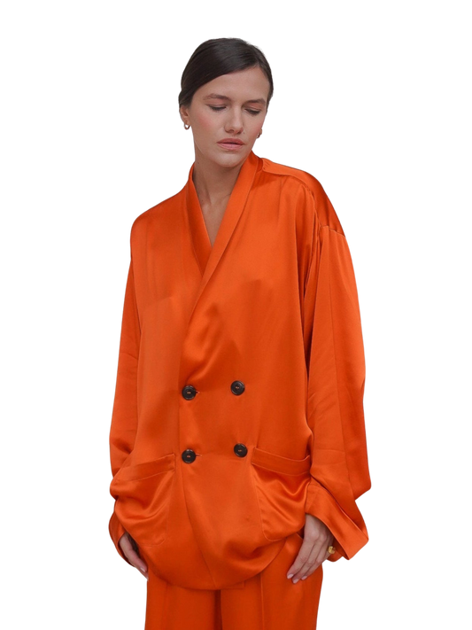 ASTOR JACKET IN PURE ORANGE SATIN