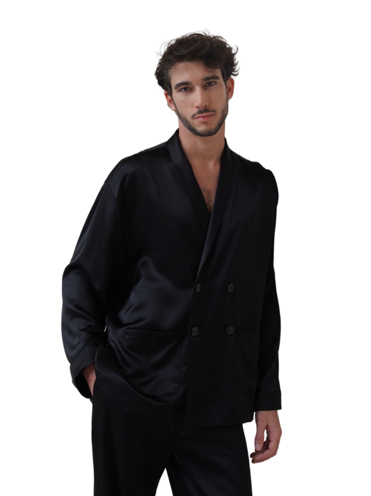 ASTOR JACKET IN BLACK SATIN