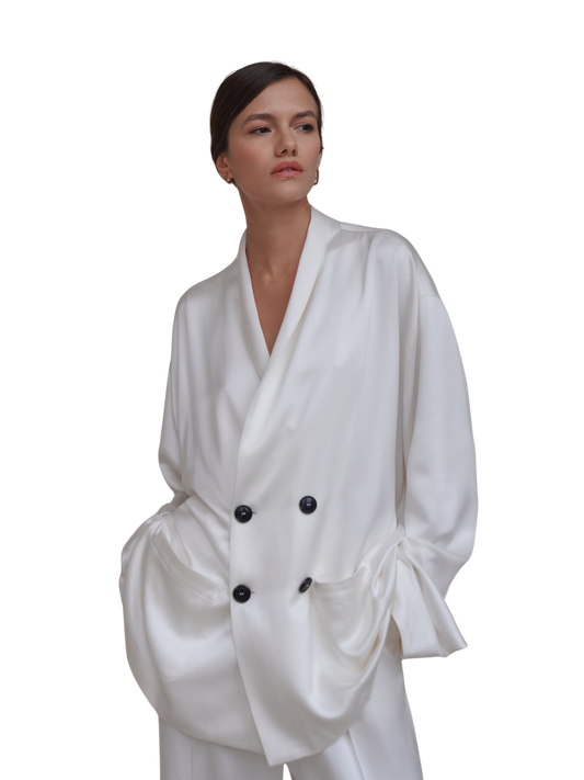ASTOR JACKET IN PURE IVORY SATIN
