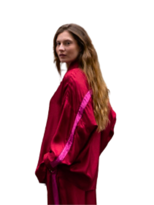 LILLY SHIRT IN RED/PINK SILK TWILL