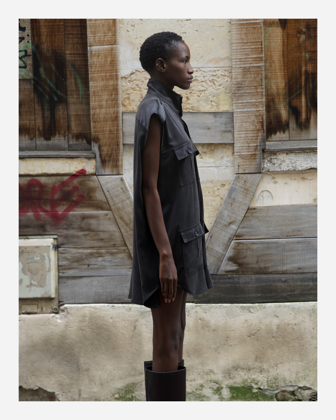 ELIOT CARGO IN BLACK WASHED SATIN