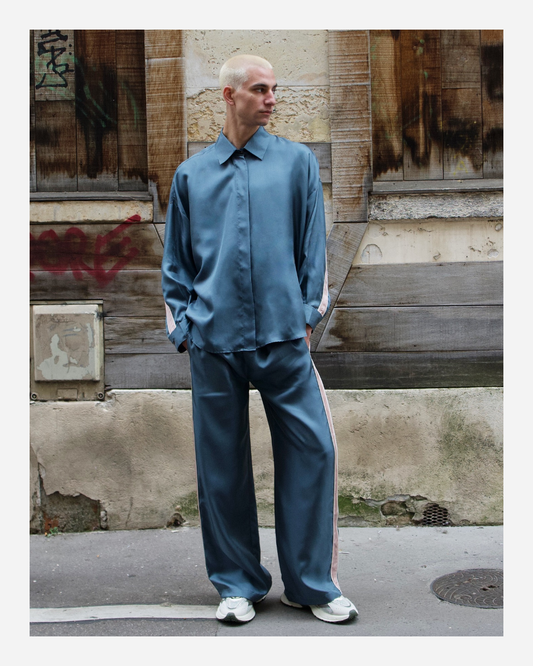 ABBY PANTS IN TEAL BLUE/ROSE