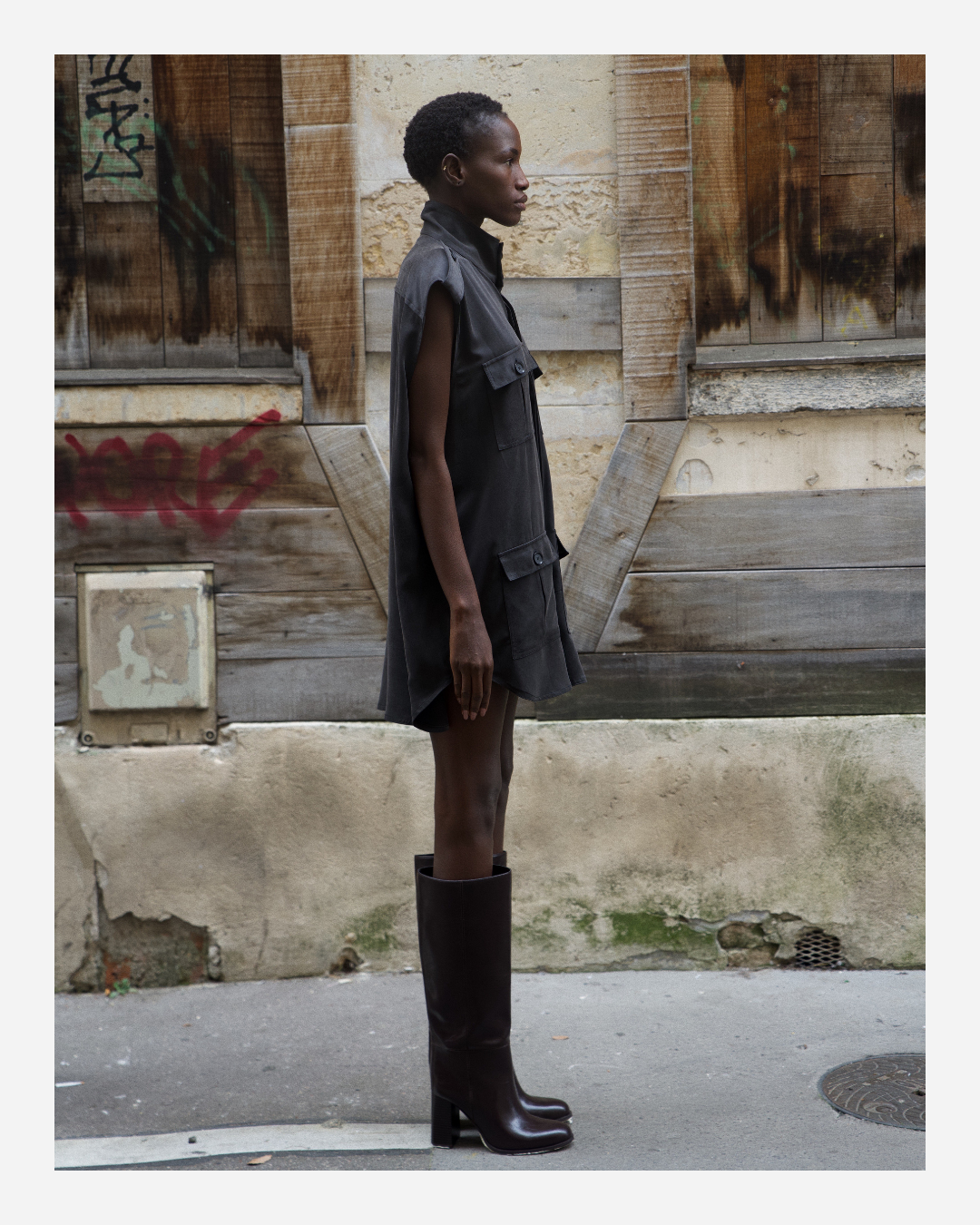 ELIOT CARGO IN BLACK WASHED SATIN