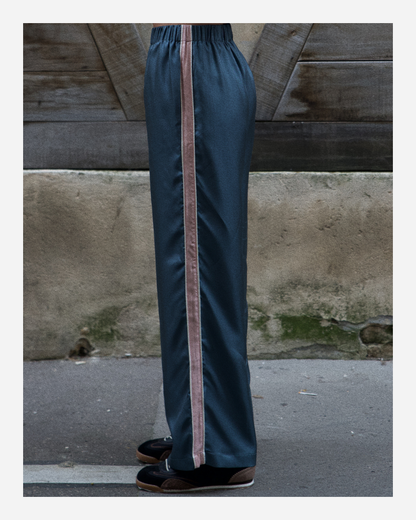 ABBY PANTS IN TEAL BLUE/ROSE