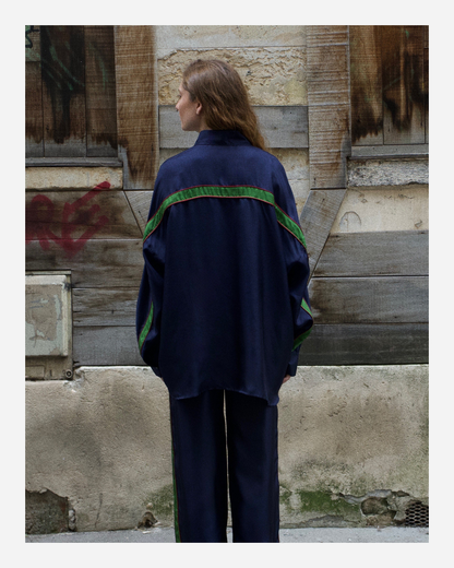 LILLY SHIRT IN INDIGO BLUE/GREEN