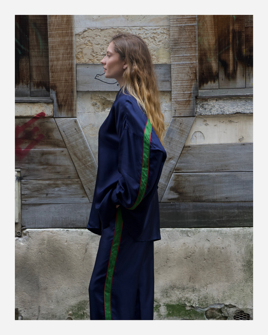 LILLY SHIRT IN INDIGO BLUE/GREEN