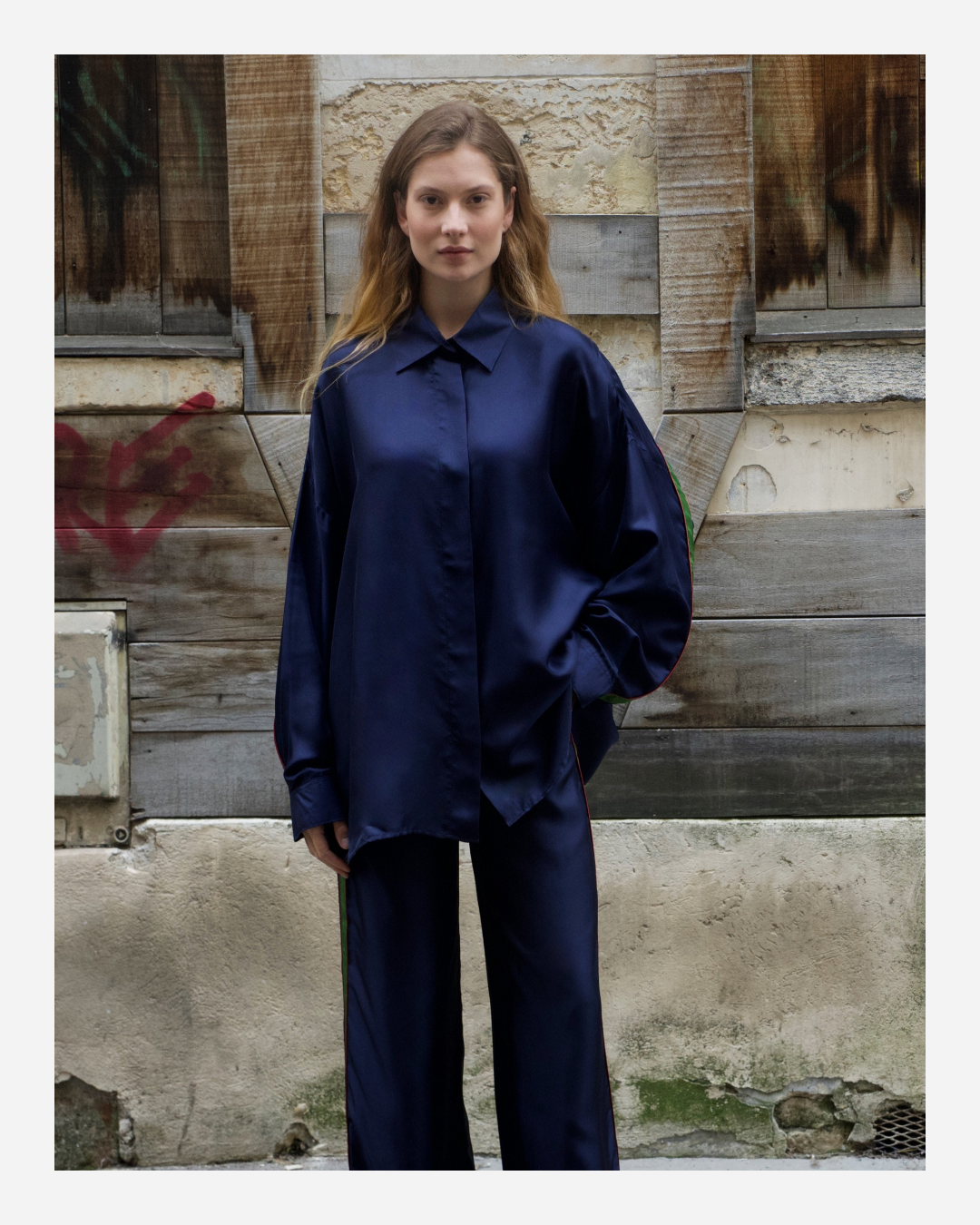 LILLY SHIRT IN INDIGO BLUE/GREEN