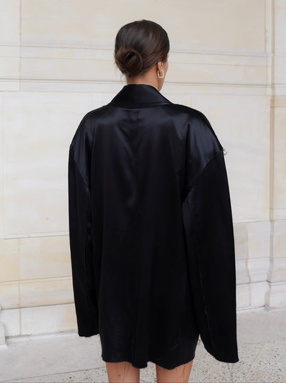 TALBOT JACKET IN PURE BLACK SATIN