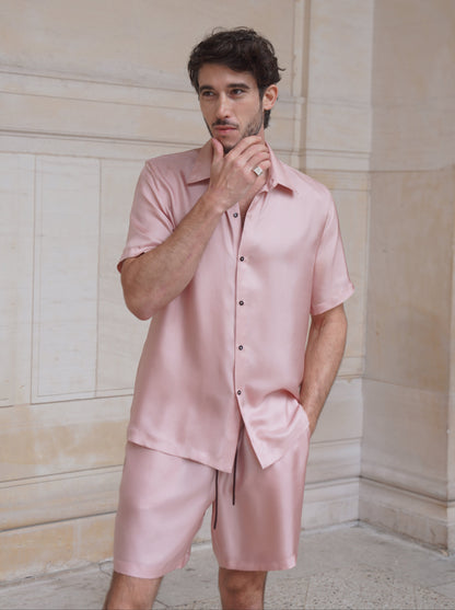 JAMES SHIRT IN ROSE SILK TWILL