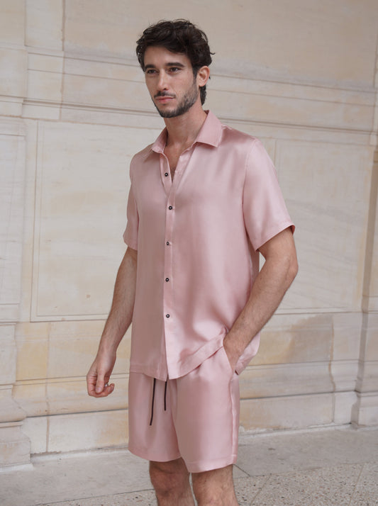 HOGG BERMUDA IN ROSE SILK TWILL