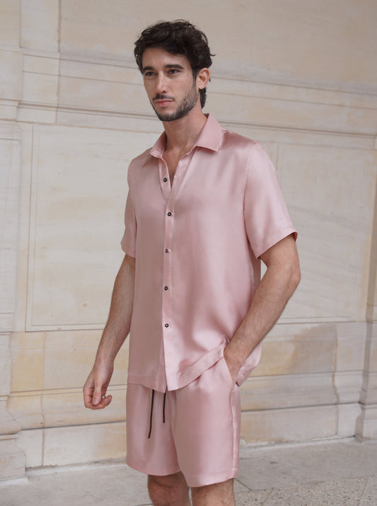 JAMES SHIRT IN ROSE SILK TWILL