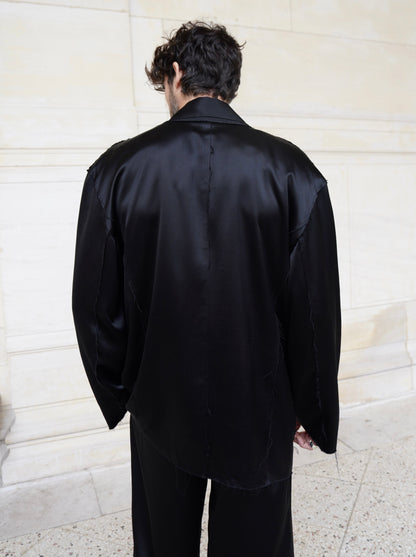 TALBOT JACKET IN PURE BLACK SATIN
