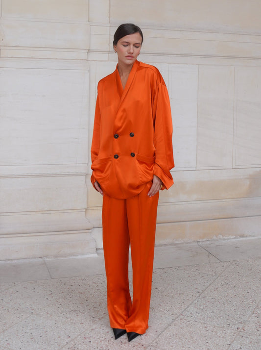 ASTOR JACKET IN PURE ORANGE SATIN