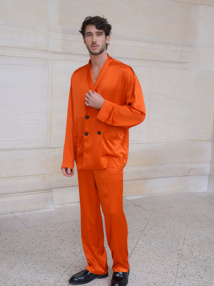 ASTOR JACKET IN PURE ORANGE SATIN