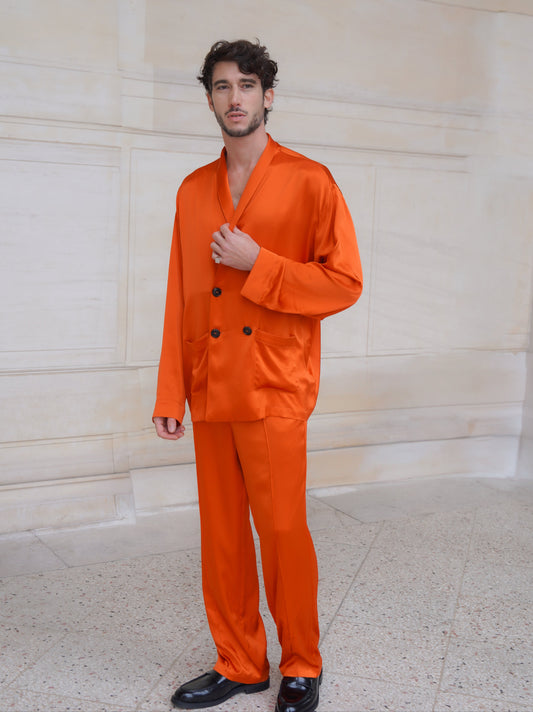 ASTOR JACKET IN PURE ORANGE SATIN