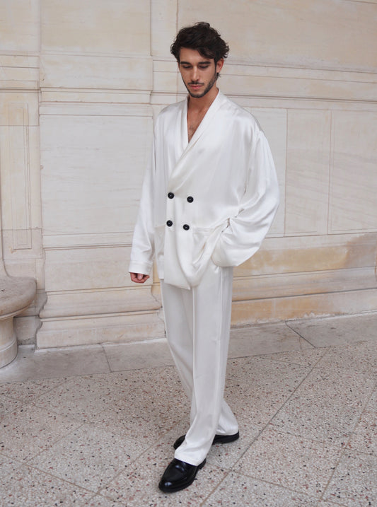ASTOR JACKET IN PURE IVORY SATIN