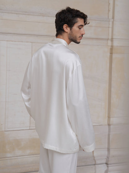 ASTOR JACKET IN PURE IVORY SATIN