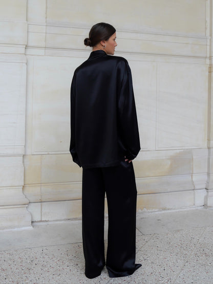 ASTOR JACKET IN PURE BLACK SATIN