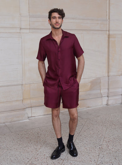 HOGG BERMUDA IN MERLOT SILK TWILL