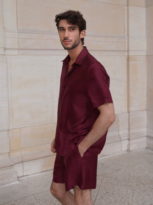 HOGG BERMUDA IN MERLOT SILK TWILL