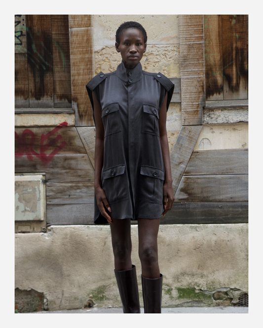 ELIOT CARGO IN BLACK WASHED SATIN