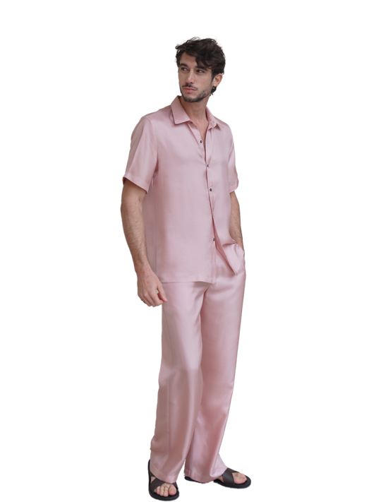 YORK TROUSER IN ROSE SILK TWILL